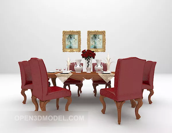 Classic Table And Chair Combination 3d model Classic Table And Chair Combination 3d model