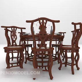 Chinese Retro Table Chair 3d model