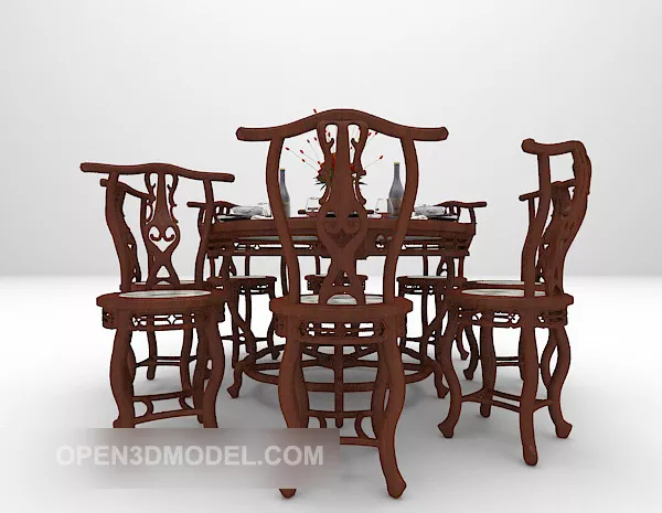 Chinese Retro Table Chair 3d model Chinese Retro Table Chair 3d model