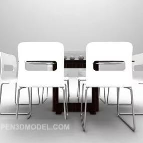 Modern Black Table With White Chair 3d model
