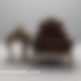 Brown Classic European Sofa 3d model