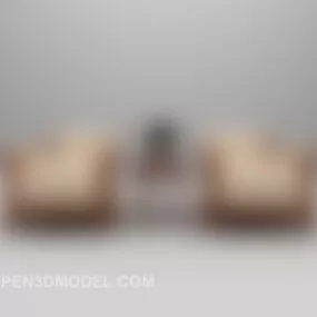 Combination Beige Leather Sofa Furniture 3d model