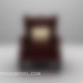 European Red Leather Sofa 3d model