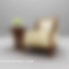 Brown Single Sofa With Table 3d model