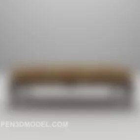 European Dark Wood Vintage Sofa Stool 3d model