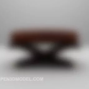 European Leather Sofa Stool 3d model