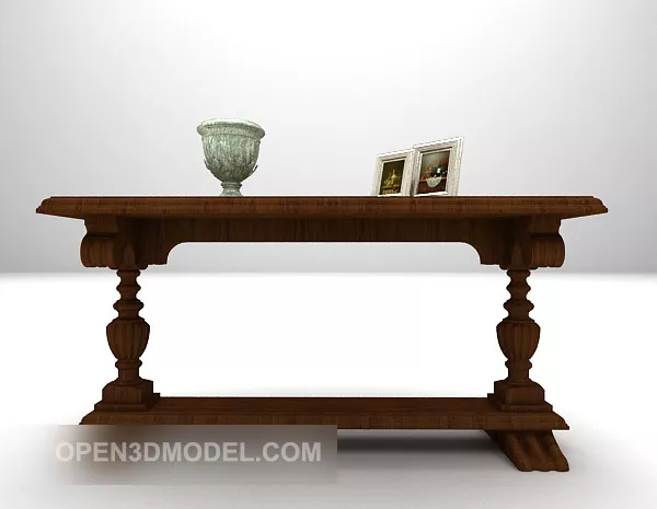Wood Classic With Tableware 3d model Wood Classic With Tableware 3d model