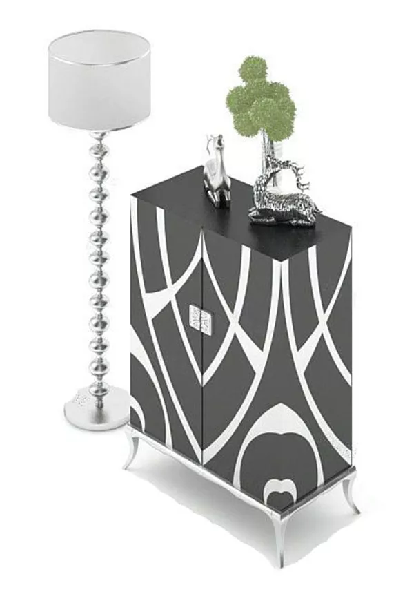 Black Striped Pattern Side Cabinet 3d model Black Striped Pattern Side Cabinet 3d model