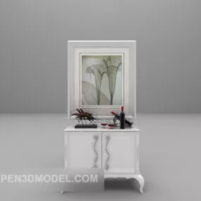 White Side Cabinet With Tableware 3d model