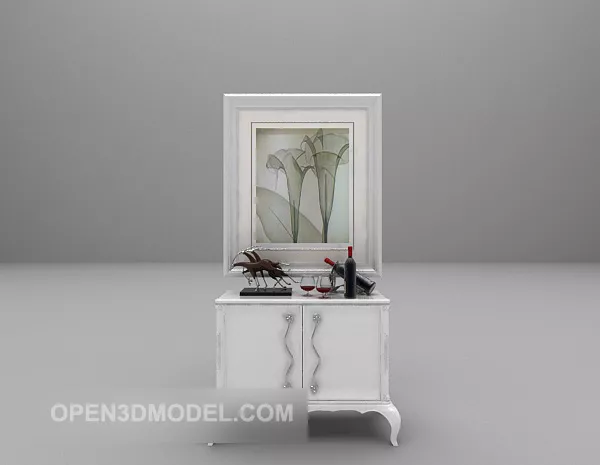 White Side Cabinet With Tableware 3d model White Side Cabinet With Tableware 3d model