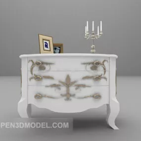 White Side Cabinet European Style 3d model