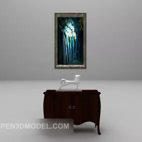 European Brown Hall Cabinet V1 3d model