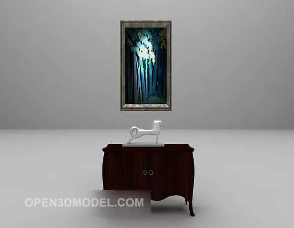 European Brown Hall Cabinet V1 3d model European Brown Hall Cabinet V1 3d model