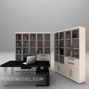 Office Desk Table And Chair Combination 3d model