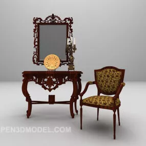 European Vintage Entrance Hall Cabinet 3d model