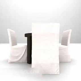 European Minimalist Small Dining Table Chair 3d model