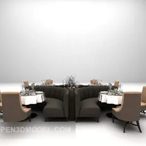 Restaurant Table Sofa Chair Combined 3d model
