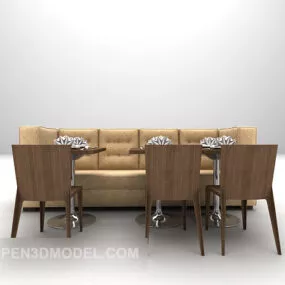 European Style Table With Sofa 3d model