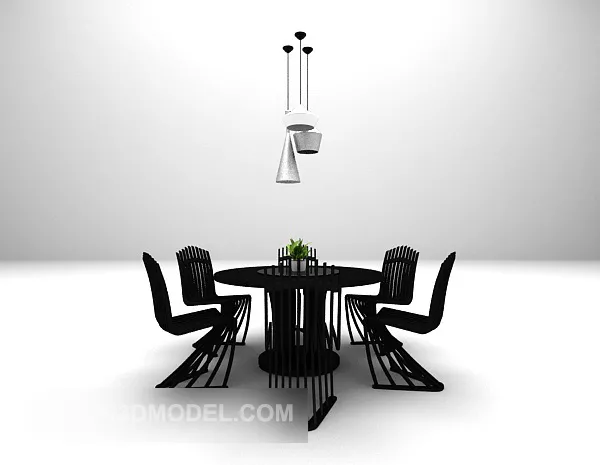 Black Wood Table And Modernism Chair Set 3d model Black Wood Table And Modernism Chair Set 3d model