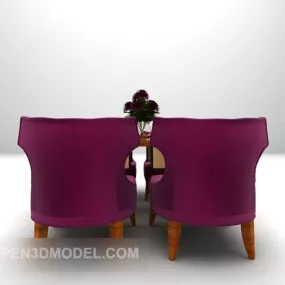 Simple Table With Velvet Chair 3d model