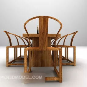 Chinese Modern Wooden Table And Chair 3d model