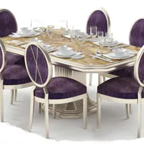 European Luxury Dinning Family Table Chair 3d model