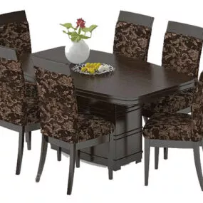 European Brown Table And Chair Vintage Design 3d model