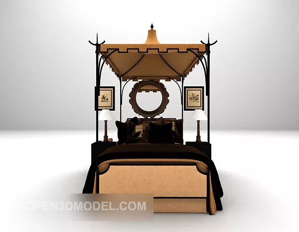 Asian Style Poster Bed 3d model Asian Style Poster Bed 3d model