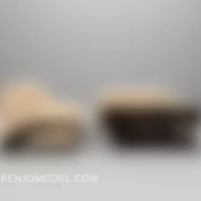 Combination Sofa Beige Leather Material 3d model