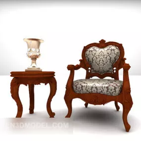 Classic European Single Sofa Table 3d model
