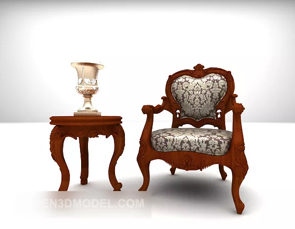 Classic European Single Sofa Table 3d model Classic European Single Sofa Table 3d model
