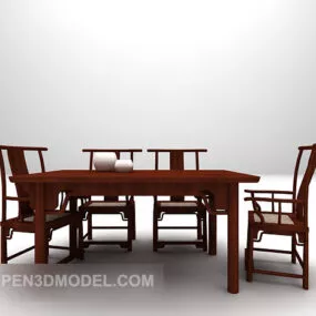 Chinese Table And Wooden Chair 3d model