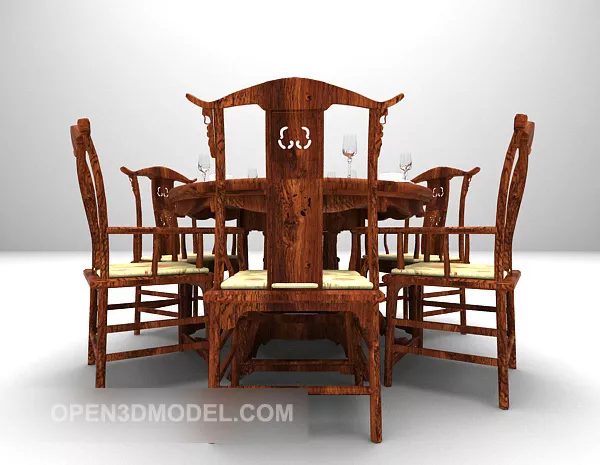 Chinese Wooden Dining Table Retro Style 3d model Chinese Wooden Dining Table Retro Style 3d model