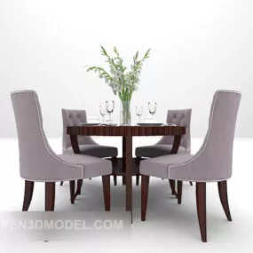 European Home Round Dining Table Furniture 3d model