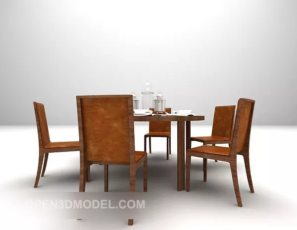 Home Brown Wooden Round Dining Table 3d model Home Brown Wooden Round Dining Table 3d model