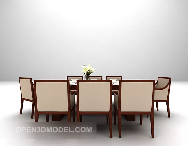 European Table Chairs Elegant Design 3d model European Table Chairs Elegant Design 3d model