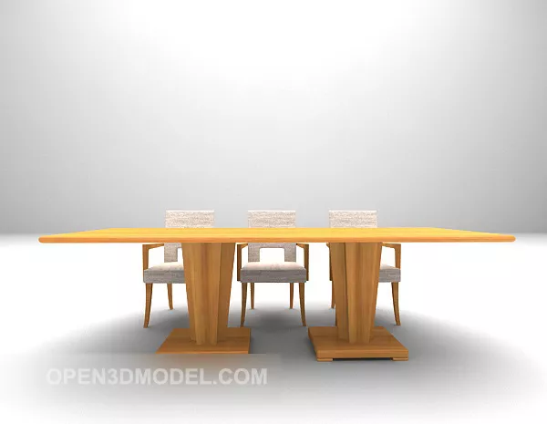 Table And Chair Yellow Wood 3d model Table And Chair Yellow Wood 3d model