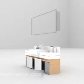 Washbasin With Mirror Full Set 3d model