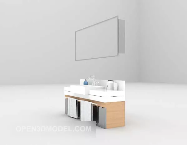 Washbasin With Mirror Full Set 3d model Washbasin With Mirror Full Set 3d model