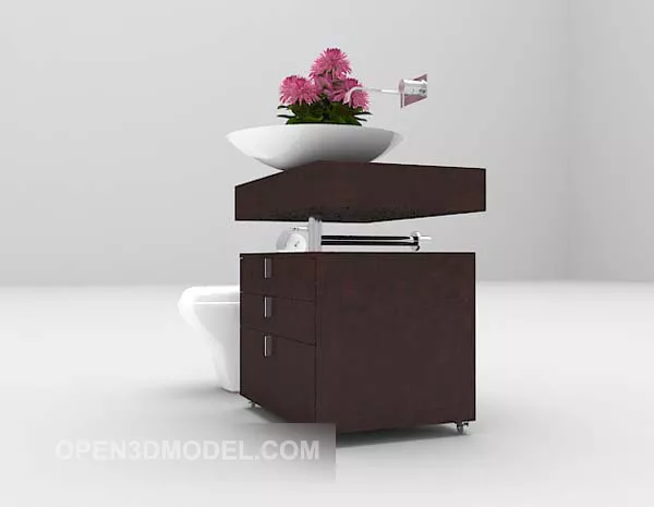Wash Basin With Wooden Cabinet 3d model Wash Basin With Wooden Cabinet 3d model