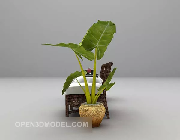 Leisure Chair With Potted Plant 3d model Leisure Chair With Potted Plant 3d model
