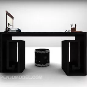 Modern Home Black Desk 3d model