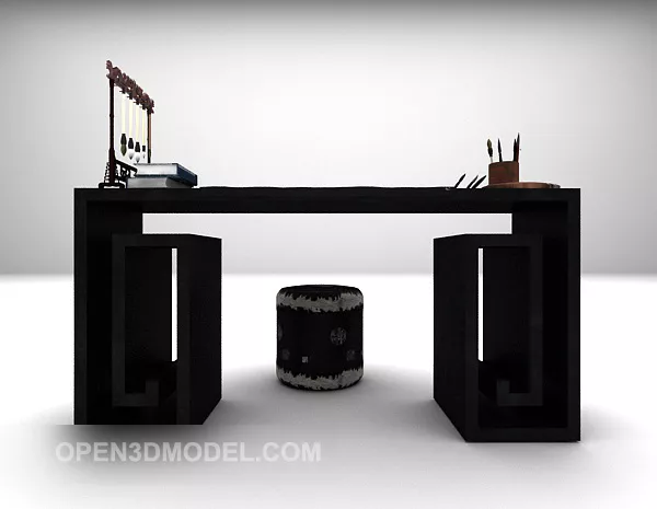 Modern Home Black Desk 3d model Modern Home Black Desk 3d model