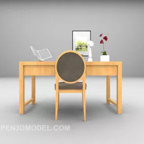 Wood Desk Elegant Chair Design 3d model