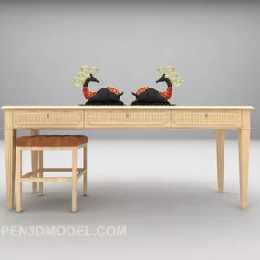 Long-shaped Desk Chair Design 3d model