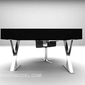 Modern Style Black Desk Metal Leg 3d model