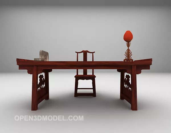 Chinese Vintage Wooden Desk Chair 3d model Chinese Vintage Wooden Desk Chair 3d model