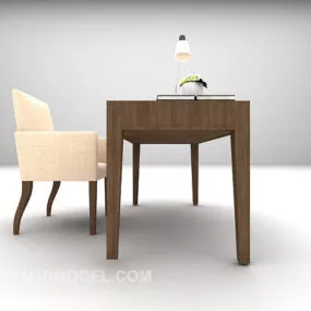 Home Modern Simple Desk With Chair 3d model