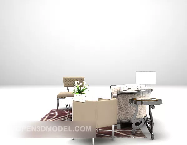 European Combination Sofa With Carpet 3d model European Combination Sofa With Carpet 3d model
