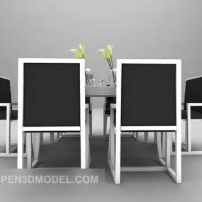 Modern Style Black White Table And Chair 3d model